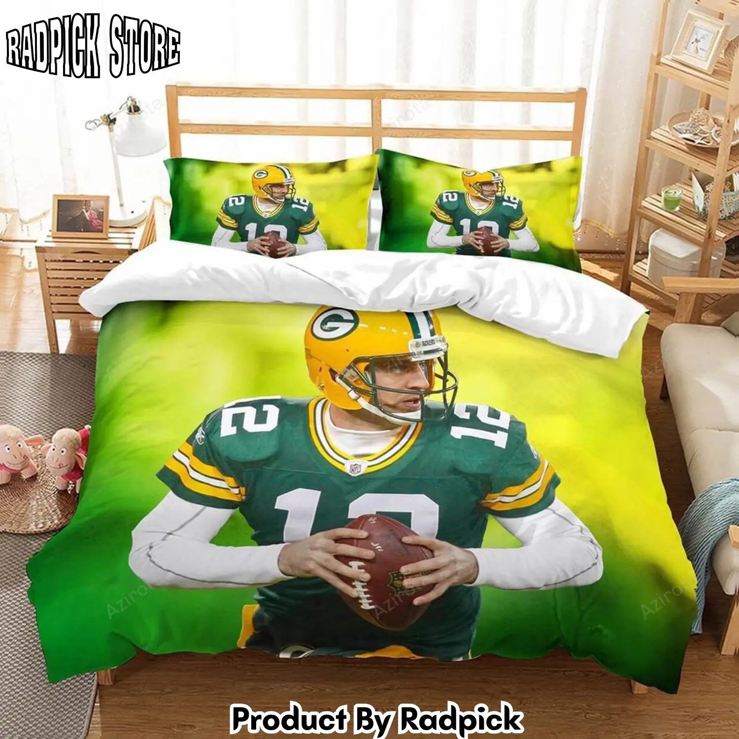 Radpick aaron rodgers green bay packers bedding set rp3278916